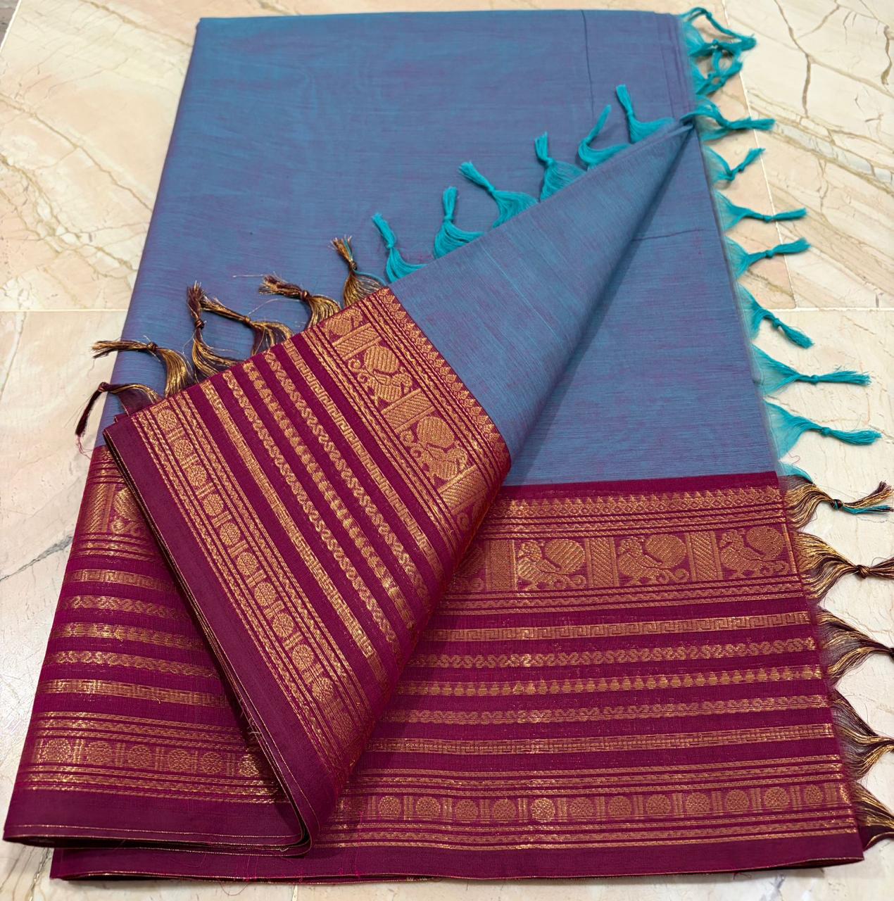 Traditional Kanchi Cotton Saree with Elegant Border